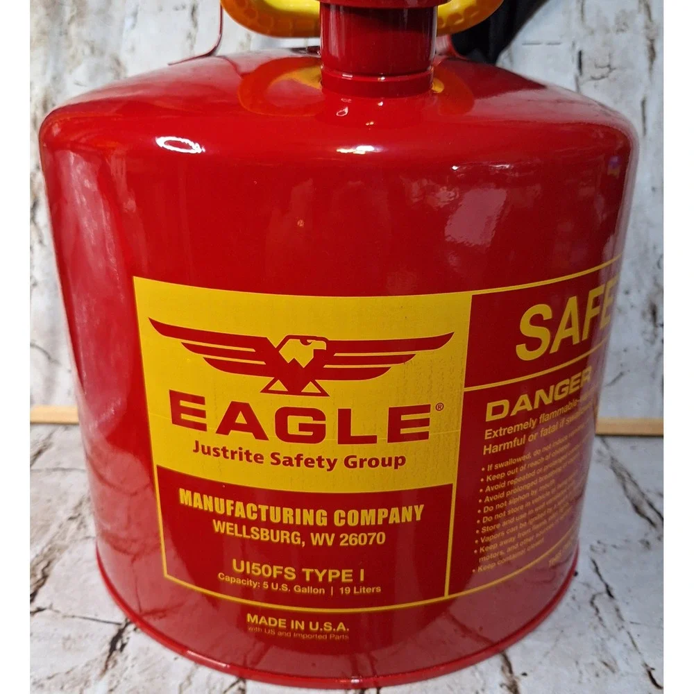 Eagle UI50FS Type I Safety Can 5 Gallon Red Steel Gasoline Storage Gas Can USA